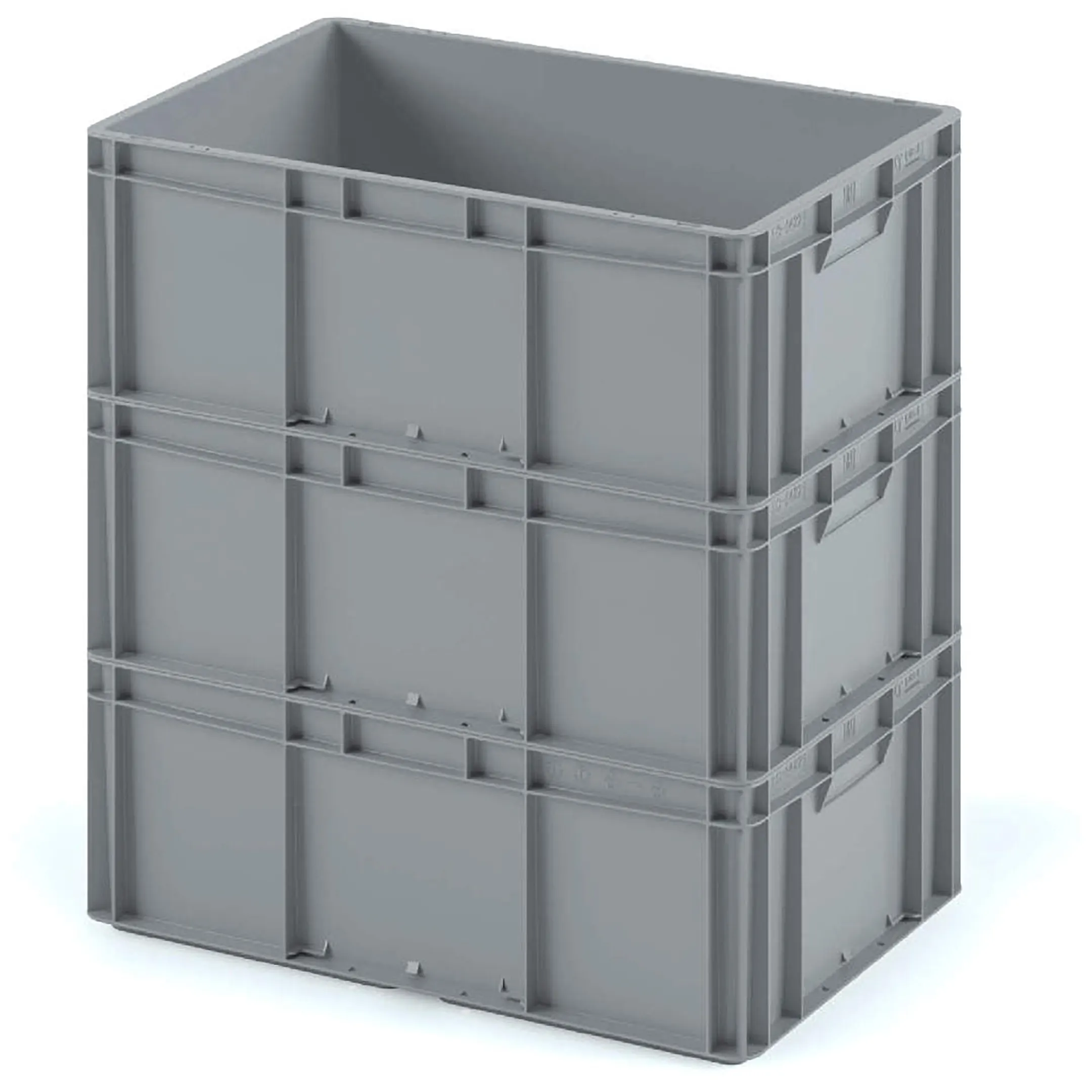 Пластиковый ящик 600х400х220 (ЕС-6422) с усиленным дном, без крышки (Чёрный)